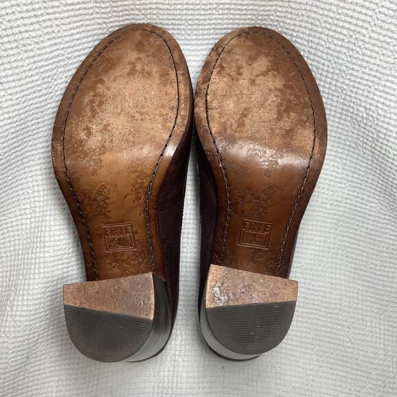 FRYE Carson Pump 73916 Burgundy Leather Round Toe Block Heel Shoes 7.5M - Picture 10 of 13